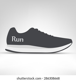 Running shoes vector illustration. Black sneakers isolated on white background. 