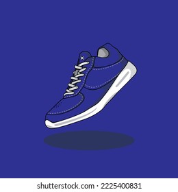 
zapatos de correr, azul color.vector ilustración con concepto de diseño plano. Aislado sobre fondo azul.adecuado como icono, fondo, etc