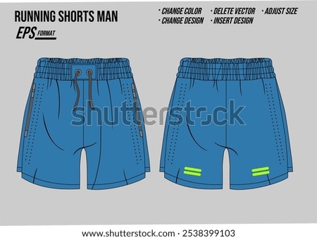Running shorts man mockup vector template
