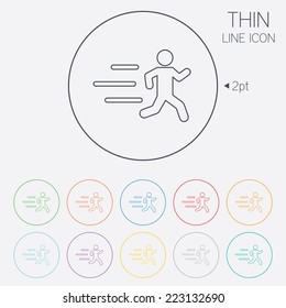 Running sign icon. Human sport symbol. Thin line circle web icons with outline. Vector