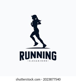 Running Silhouette Logo Design Vector Stock Vector (Royalty Free ...