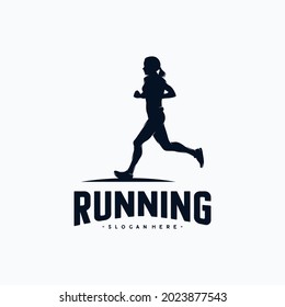 Running Silhouette Logo Design Vector Stock Vector (royalty Free 