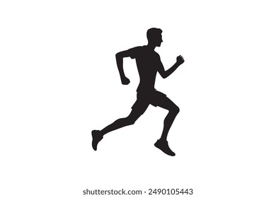 Running silhouette vector art illustration.