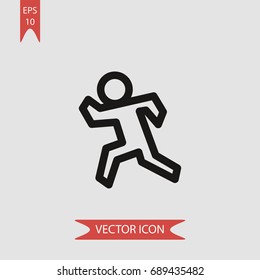 Running silhouette vector icon, illustration symbol