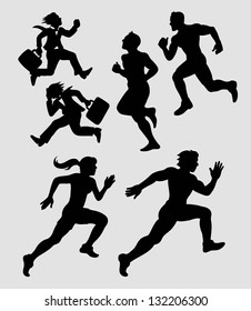 Running Silhouettes 1. Businessman and athlete black silhouettes. Smooth and detail vector. Good use for symbol your web or any design you want.