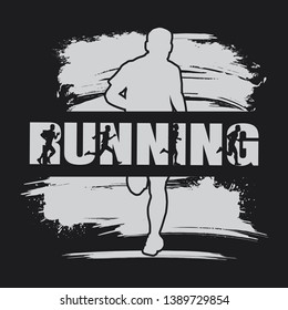 Running silhouettes. People running with text graphic vector illustration,Running to lose weight.