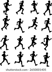 Running Silhouettes Set 16 Track and Field Vector Icons
