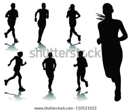 Running Silhouettes Shadows 9 Vector Stock Vector (Royalty Free ...