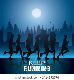 Running silhouettes, Sport and activity background,Vector illustration.