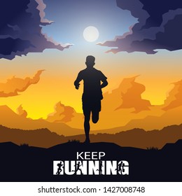 Running silhouettes, Sport and activity background,Vector illustration.