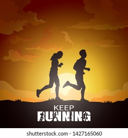 Running silhouettes, Sport and activity background,Vector illustration.