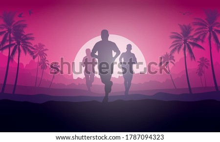 Running silhouettes, Sport and activity background,Vector illustration.