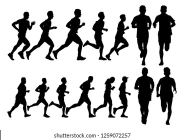 Running silhouettes. Vector illustration.