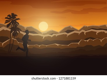 Running silhouettes. Vector illustration.