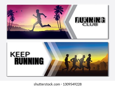 Running silhouettes. Vector illustration.