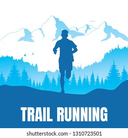 Running silhouettes. Vector illustration, Trail Running.