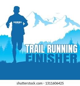 Running silhouettes. Vector illustration, Trail Running.