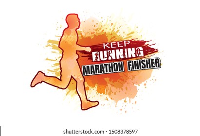 Running silhouettes. Vector illustration, Trail Running, Marathon runner.