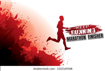 Running silhouettes. Vector illustration, Trail Running, Marathon runner.