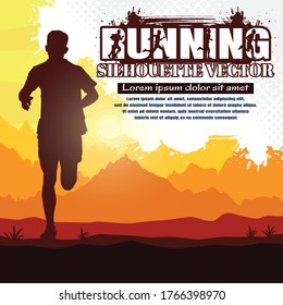 Running Silhouettes. Vector Illustration, Trail Running, Marathon Runner.	