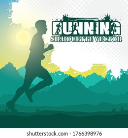 Running silhouettes. Vector illustration, Trail Running, Marathon runner.	