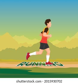 Running silhouettes vector illustration, Trail Running, Marathon runner.