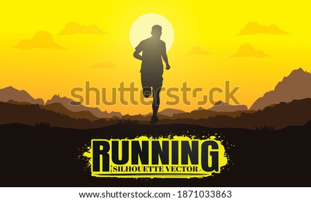 Running silhouettes. Vector illustration, Trail Running, Marathon runner.	
