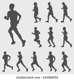 Running silhouettes vector set