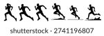 Running Silhouettes Vector Template for Fitness