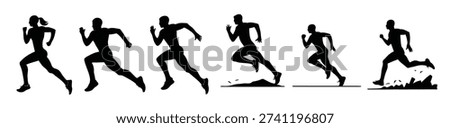 Running Silhouettes Vector Template for Fitness