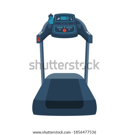 Running simulator. Treadmill. Gym tool. Time to run. Treadmill machine icon. Vector illustration flat design. Isolated on white background.
