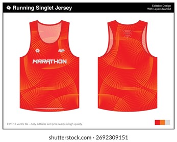 Running Singlet Jersey - Brillante Naranja Patrón Vibes Garra de Magma