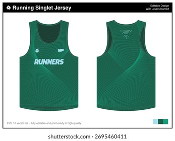 Running Singlet Jersey - Green Pattern Vibes Swing Forest