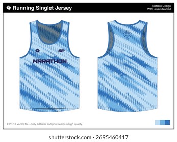 Running Singlet Jersey - Blue Pattern Vibes Frozen Marine