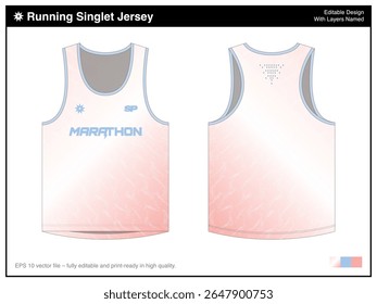 Running Singlet Jersey Template with Candy Peach Vibes Pattern