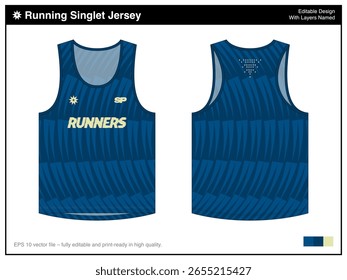 Executando modelo de Jersey Singlet com Padrão Marinha Náutica Noite Vibes