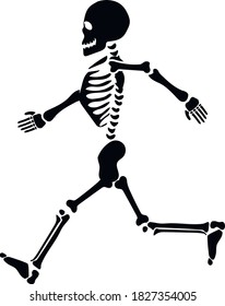 Running Skeleton Silhouette Vector. Halloween
