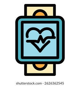 Running smartwatch icon. Outline running smartwatch vector icon color flat isolated