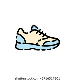 Ein Running Sneaker oder Sportschuh, der die täglichen Schritte darstellt und im MBE-Stil mit unterbrochener Linie geht.