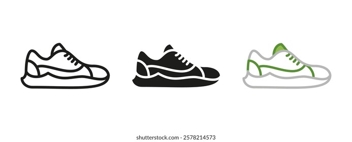 Running sneakers icon. Sportswear shoes vector illustration. Sports shoe symbol. Running sneaker sign. Jogging pictogram. Fitness training athletic boots white isolated concept.