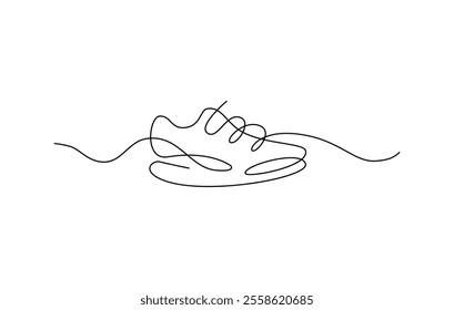 Running Sneakers One Single Line Drawing. Vector Illustration of Continuous Monoline Sign Illustration. Linear Art.