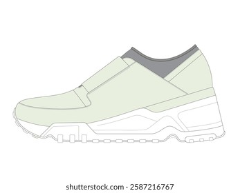 Running sneakers for women vector design technical flat sketch by adobe illustrator.
