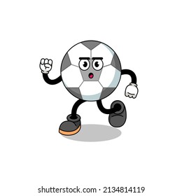 running soccer ball mascot illustration , character design