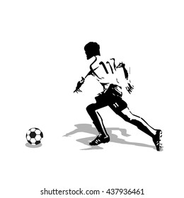 Running soccer player abstract illustration. Football player vector drawing. Team sport