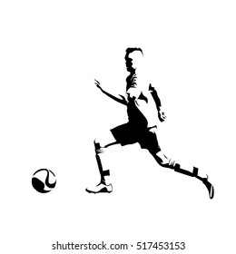 Running soccer player, abstract vector illustration