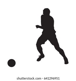 Running soccer player, vector silhouette