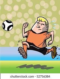 Running soccer-player with ball
