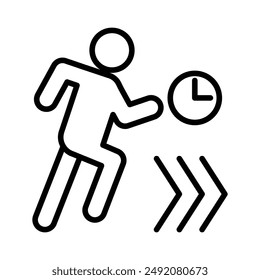 running Speed icon linear logo mark in black and white