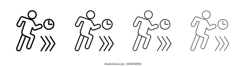 running Speed icon Outline sign symbol set