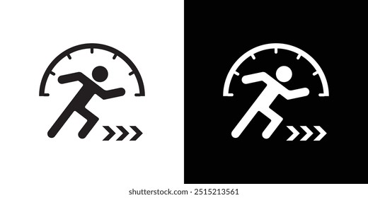 running Speed icon Thin line flat illustration